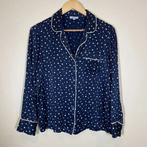 Rails Satin Pajama Top Midnight Stars Women's Size Medium Button Up Collared